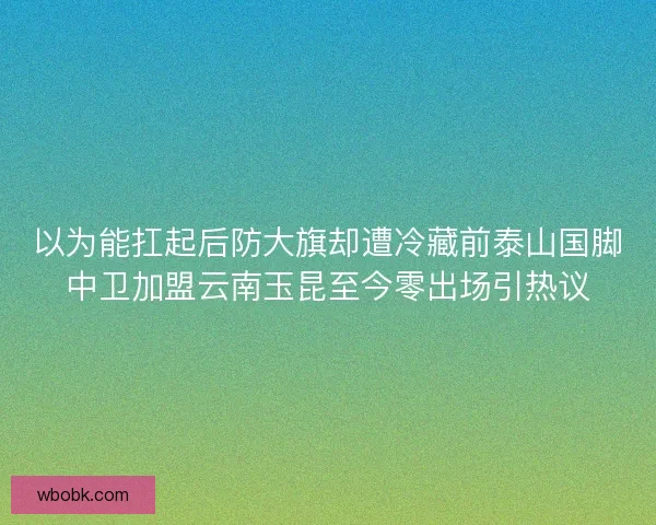 以为能扛起后防大旗却遭冷藏前泰山国脚中卫加盟云南玉昆至今零出场引热议